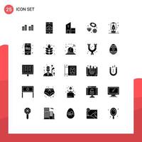 conjunto de 25 iconos de ui modernos símbolos signos para acampar boda corazón cristiano diamante elementos de diseño vectorial editables vector