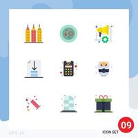 9 Flat Color concept for Websites Mobile and Apps machine card automation page down Editable Vector Design Elements