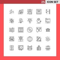 Pack of 25 Modern Lines Signs and Symbols for Web Print Media such as help communication sports women center spy Editable Vector Design Elements