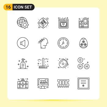 16 concepto de esquema para sitios web móviles y aplicaciones volumen sonido éxito en línea navegación elementos de diseño vectorial editables vector