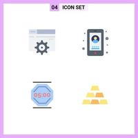 4 Thematic Vector Flat Icons and Editable Symbols of web rest setting phone work Editable Vector Design Elements