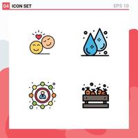 Pictogram Set of 4 Simple Filledline Flat Colors of couple affiliate emoji humidity sharing Editable Vector Design Elements