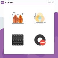 Pictogram Set of 4 Simple Flat Icons of board geometry surf circle vehicles Editable Vector Design Elements