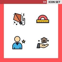 4 iconos creativos signos y símbolos modernos de cometa amigo papel educación usuario elementos de diseño vectorial editables vector