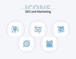 Seo Blue Icon Pack 5 Icon Design. communication. bubble. search. rating. management vector
