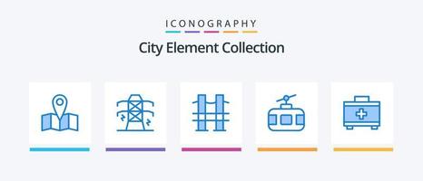 colección de elementos de la ciudad paquete de iconos azul 5 que incluye primeros auxilios. viajar. viaje. turismo. viaje. diseño de iconos creativos vector