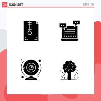 4 Universal Solid Glyphs Set for Web and Mobile Applications archive valentine design cart camera Editable Vector Design Elements