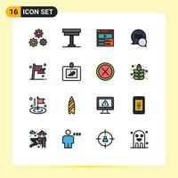 16 iconos creativos, signos y símbolos modernos de mensajes a cuadros, mesa de conversación, sitio web, elementos de diseño de vectores creativos editables