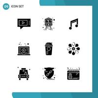 Modern Set of 9 Solid Glyphs and symbols such as game video basic tutorial internet Editable Vector Design Elements