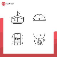 4 User Interface Line Pack of modern Signs and Symbols of boat online gauge mobile fashion Editable Vector Design Elements
