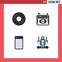 Pack of 4 Modern Filledline Flat Colors Signs and Symbols for Web Print Media such as computers washing gadget data analysis man Editable Vector Design Elements