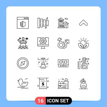 16 Universal Outlines Set for Web and Mobile Applications convention business bank account sign arrows Editable Vector Design Elements