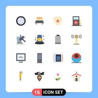 Modern Set of 16 Flat Colors and symbols such as gavel medicine control health fitness Editable Pack of Creative Vector Design Elements