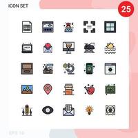 Mobile Interface Filled line Flat Color Set of 25 Pictograms of room house nurse home equal Editable Vector Design Elements