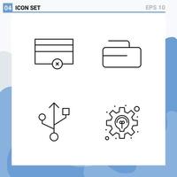 Group of 4 Filledline Flat Colors Signs and Symbols for finance idea curling connection development Editable Vector Design Elements