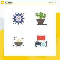 Modern Set of 4 Flat Icons Pictograph of funding porridge project goal plant projector Editable Vector Design Elements