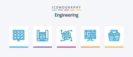 paquete de iconos de ingeniería azul 5 que incluye . material. mapa. construcción. bolso. diseño de iconos creativos vector