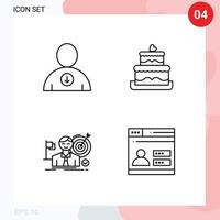 User Interface Pack of 4 Basic Filledline Flat Colors of down market cake business user Editable Vector Design Elements