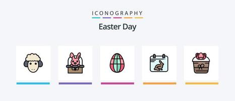 Easter Line Filled 5 Icon Pack Including easter. easter. plant. birthday. plant. Creative Icons Design vector