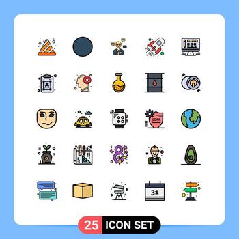 Set of 25 Modern UI Icons Symbols Signs for design monitor sms space decode Editable Vector Design Elements