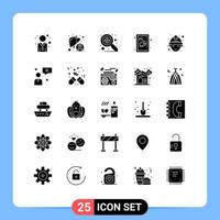 25 User Interface Solid Glyph Pack of modern Signs and Symbols of worker labour sick steak beef Editable Vector Design Elements