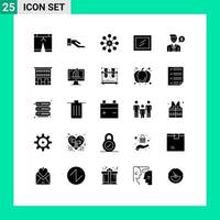 Pack of 25 Modern Solid Glyphs Signs and Symbols for Web Print Media such as house dollar cell job man Editable Vector Design Elements