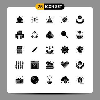 25 glifos sólidos universales establecidos para aplicaciones web y móviles ubicación gps office compass festival elementos de diseño vectorial editables vector