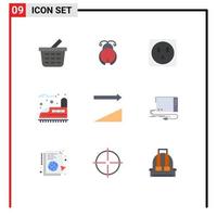 Set of 9 Vector Flat Colors on Grid for card sorting socket sort transport Editable Vector Design Elements