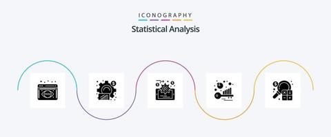 paquete de iconos de glifo 5 de análisis estadístico que incluye negocios. contabilidad. analítica. análisis de palabras clave. evaluación comparativa vector