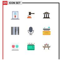 Universal Icon Symbols Group of 9 Modern Flat Colors of gird money judge building business Editable Vector Design Elements