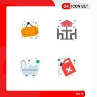 4 Universal Flat Icons Set for Web and Mobile Applications sign bathtub shop dinner can Editable Vector Design Elements