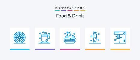 Food And Drink Blue 5 Icon Pack Including vegetable. food. drink.. Creative Icons Design vector