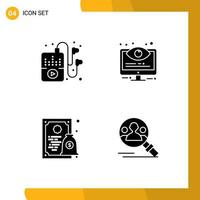 Set of 4 Modern UI Icons Symbols Signs for hobbies diploma configuration options money Editable Vector Design Elements