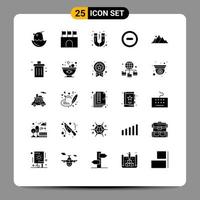 25 Universal Solid Glyphs Set for Web and Mobile Applications nature hill stadium remove media Editable Vector Design Elements