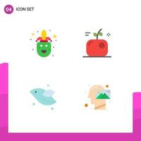 4 paquete de iconos planos de interfaz de usuario de signos y símbolos modernos de máscara de pájaro de carnaval elementos de diseño vectorial editables de manantial de alimentos vector