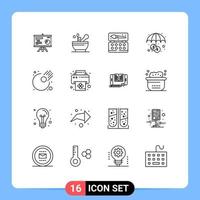 16 Universal Outlines Set for Web and Mobile Applications meteor asteroid art investment finance Editable Vector Design Elements