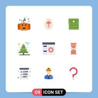 Set of 9 Modern UI Icons Symbols Signs for develop app sign tree nature Editable Vector Design Elements