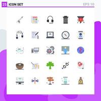 User Interface Pack of 25 Basic Flat Colors of filters water headphones soda diet Editable Vector Design Elements