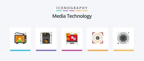 paquete de iconos flat 5 de tecnología de medios que incluye cpu. mostrar. chat. vista. ojo. diseño de iconos creativos vector