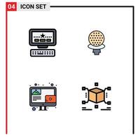 4 iconos creativos, signos y símbolos modernos de contenido informático, cubo de hotel de golf, elementos de diseño vectorial editables vector