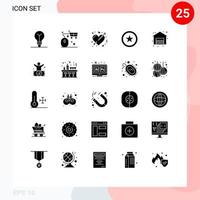 Group of 25 Modern Solid Glyphs Set for shopping user arrow interface marriage Editable Vector Design Elements