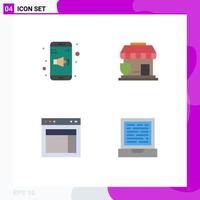 Flat Icon Pack of 4 Universal Symbols of app layout volume security web Editable Vector Design Elements