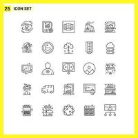 25 iconos creativos, signos y símbolos modernos del globo, precio de navidad, fábrica de tazones, elementos de diseño vectorial editables vector