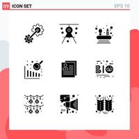 Group of 9 Modern Solid Glyphs Set for delete about drawing profile business intelligence Editable Vector Design Elements