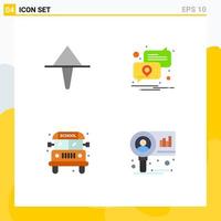 Universal Icon Symbols Group of 4 Modern Flat Icons of arrow transport location placeholder diagram Editable Vector Design Elements