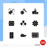 9 Solid Glyph concept for Websites Mobile and Apps holiday bloon first kitchen pin Editable Vector Design Elements