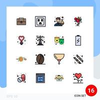 16 iconos creativos signos y símbolos modernos de amor de boda hombre corazón femenino elementos de diseño de vectores creativos editables