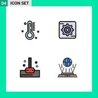 Modern Set of 4 Filledline Flat Colors Pictograph of hot bathroom rain box globe Editable Vector Design Elements