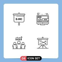 4 User Interface Line Pack of modern Signs and Symbols of formula user school online chart Editable Vector Design Elements