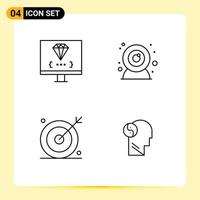 Pictogram Set of 4 Simple Filledline Flat Colors of coding media development web cam search Editable Vector Design Elements